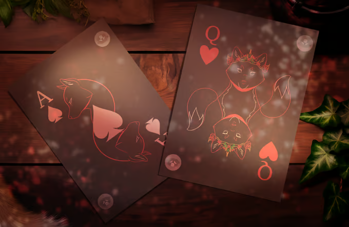 Custom designs for the Ace of Spades and Queen of Hearts